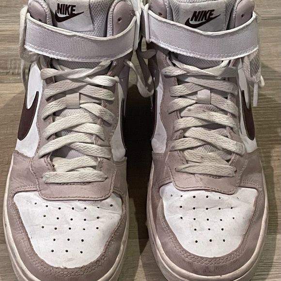 nike court borough mid 2 7y White/Burgundy Crush/Platinum Violet - Picture 5 of 7